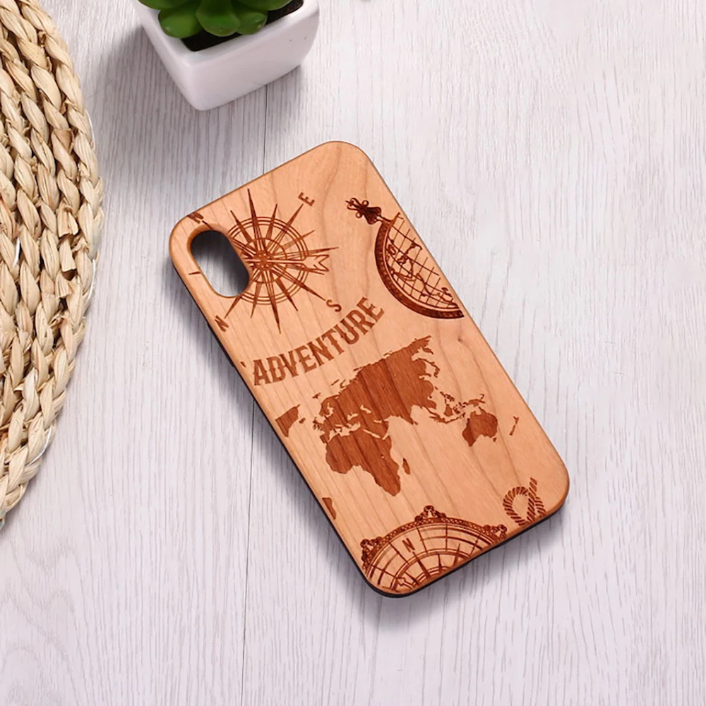 

Nautical World Map Travel Compass Engraved Wood Phone Case Funda For For SAMSUNG Galaxy S8 S9 S10 Plus Note 8 9 10 Pro
