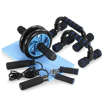 

TOMSHOO Gym Fitness Equipment Muscle Trainer Wheel Roller Kit Abdominal Roller Push Up Bar Jump Rope Workout Crossfit Sport Home