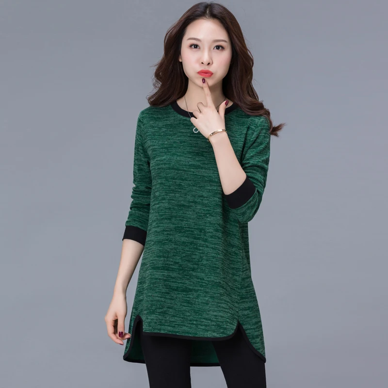 Свободные тонкие вязанные женские блузки большого размера Blusas Mujer De Moda весна осень одноцветные Женские топы с длинным рукавом размера плюс 6724 50