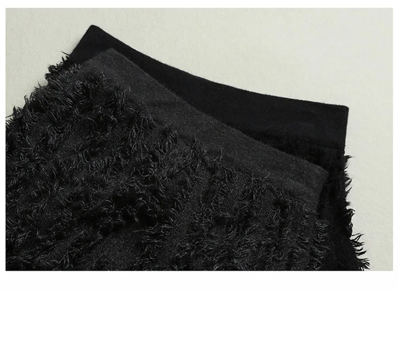 Женская юбка с кисточками осень-зима, толстая кроличья шерсть/хлопок, асимметричная большая юбка, вязаные юбки, женские Faldas, высокое качество, LS137