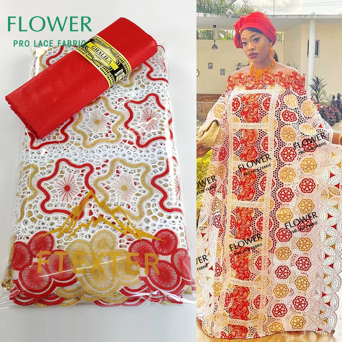 2.5+2.5 Yards Bazin Riche Fabric 100% Cotton Lace Swiss Voile In Switzerland For African Women Dress Latest Style Material | Дом и сад