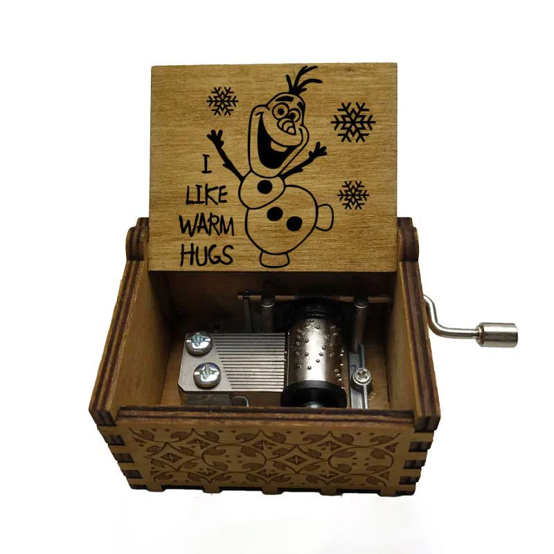 Antique Carved Wooden Hand music box Print Let It Go Music Box For Girls Birthday Gift Christmas New Year Gifts