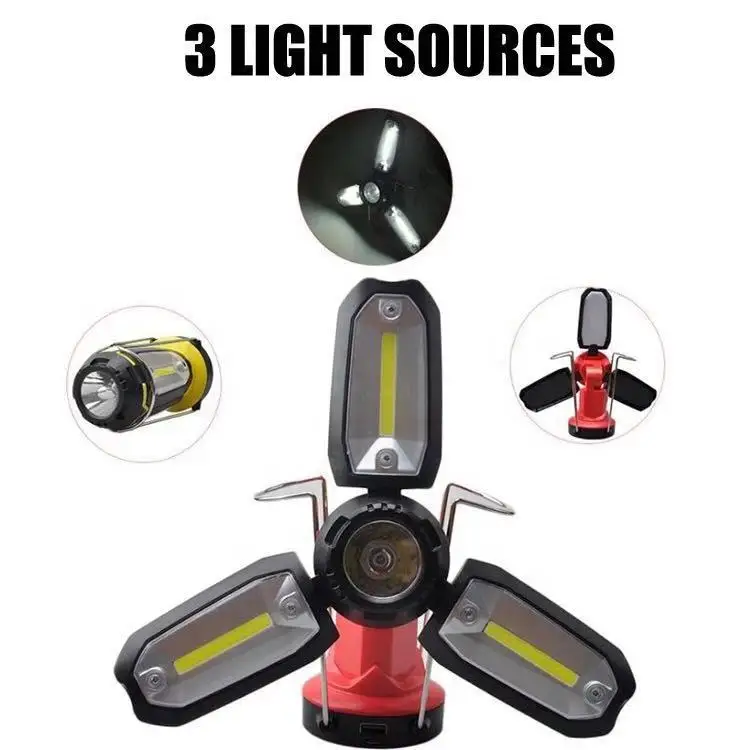 

Outdoor Camping Light Multi-functional USB Rechargeable Camping Lamp Trash Spotlight Cob Work Light Emergency Flashlight