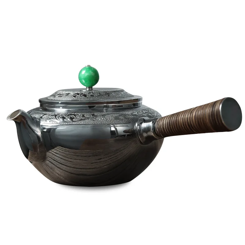 

Silver Pot, Pure Silver 999 Tea Pot, Pure Handwork, A Japanese Style Small Tea Pot, Side Handle Pot, Pure Silver Pot, Smoke And
