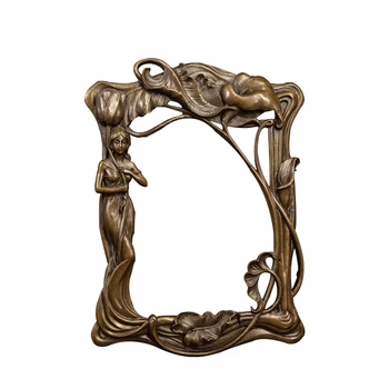 

Bathroom accessories bronze wall sculpture with lady statue Decorative mirror