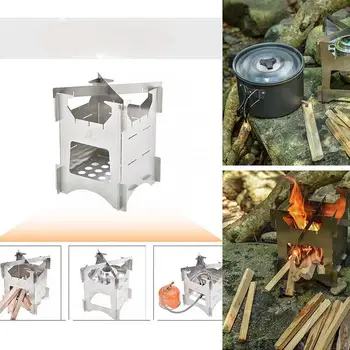 

Stove Pot Portable Stove Picnic Traveling Cooker 201 Stainless Steel Silver Camping Stove BBQ Outdoor Wood Burning Hiking