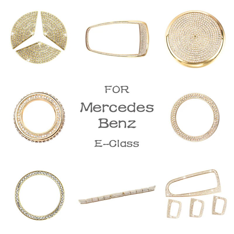 Для Mercedes Benz Аксессуары E Класс W212 W213 AMG Bling Наклейка Детали интерьера Украшения Отделка Ремонт Кристалл Сияющий Золотые наклейки Наклейка Женщины Мужчины Рулевое колесо ПЕРЕКЛЮЧАТЕЛЬ ПЕРЕКЛЮЧАТЕЛЯ ПЕРЕКЛЮЧ