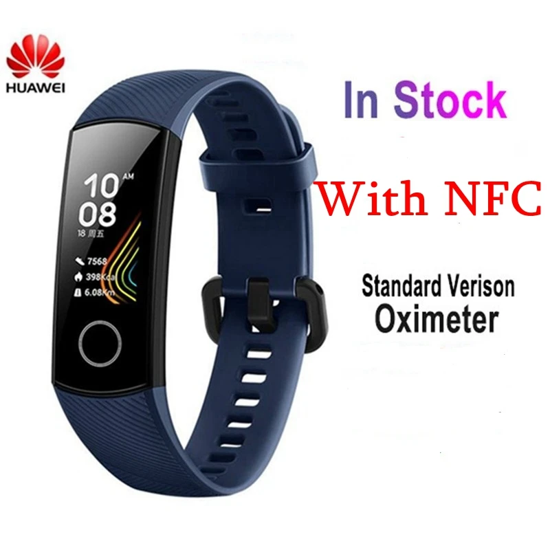 Умный Браслет huawei Honor Band 5 с NFC оксиметром, цветным экраном, монитором сердечного ритма, фитнес-трекером, водонепроницаемым браслетом