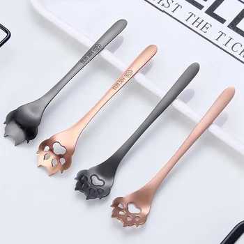 

Creative Stainless Steel Stirring Coffee Tea Spoon Cat Dog Claw Dessert Spoon Coffee Accessories Flatware Gifts Drinking Tools