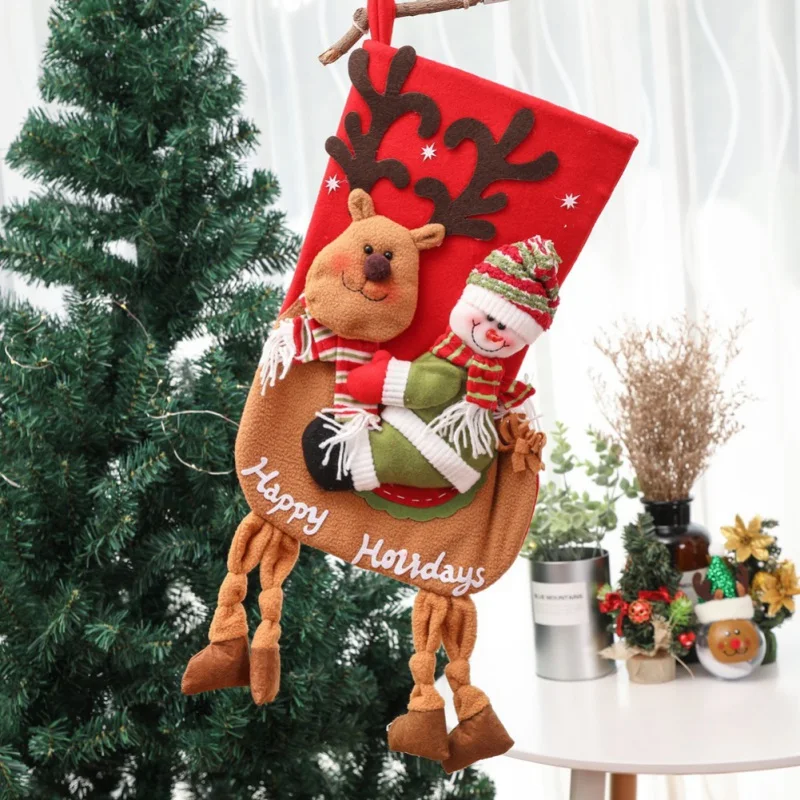

Christmas Stockings 3D Santa Snowman Doll Candy Bag Gifts Holder Christmas Tree Pendant Hanging Home Decoration