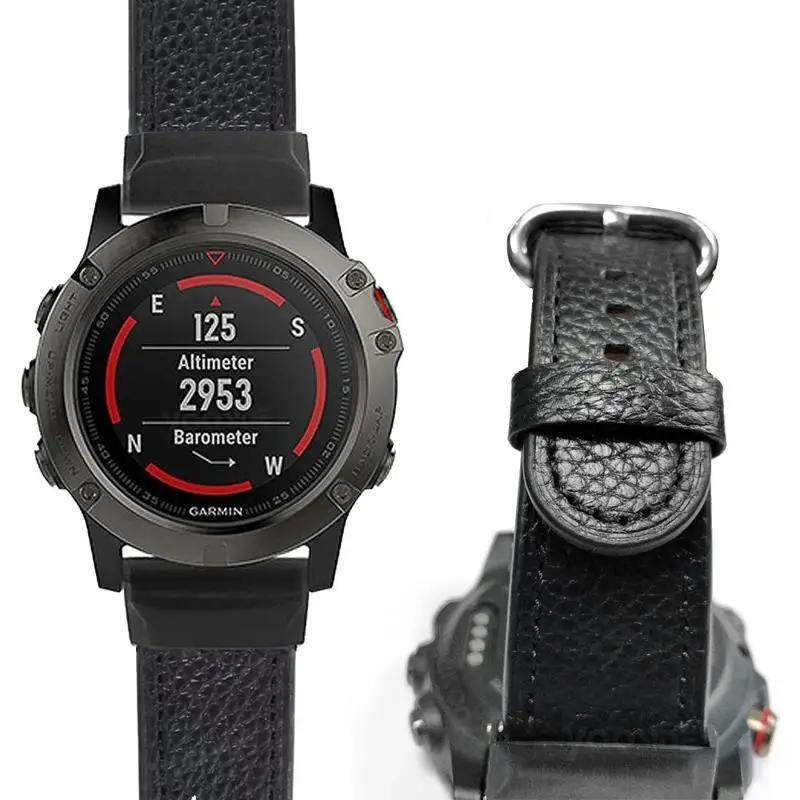Fenix 5X/Fenix 6X кожаный ремешок для часов 26 мм из нержавеющей стали Quick Fit Браслет для Garmin Fenix 5X Plus/Fenix 3/Tactix Charlie