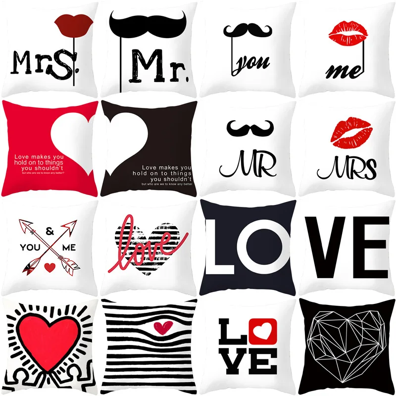 Love Mr Mrs подушка для двоих, наволочки Декор для дома, свадебные украшения, наволочки 45*45 см