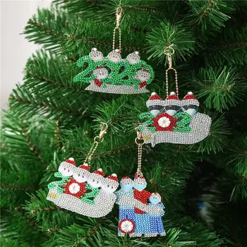 

New Christmas Ornaments Christmas Tree Decoration Personalized Hanging Pendants Santa Claus with Diamond Mask Xmas Tree Ornament