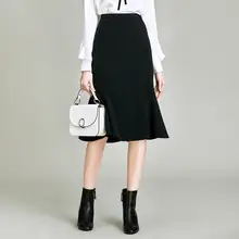 Хавва осень и зима черная юбка средней длины с высокой талией рыбий хвост Q40550