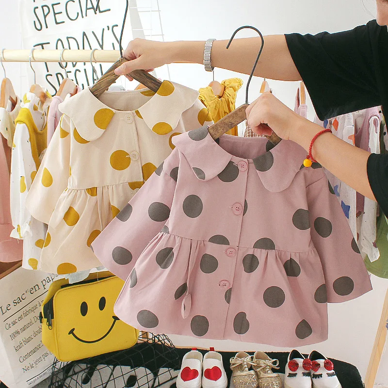 

CYSINCOS Jacket For Girls Sweet Dot Fall Autumn Princess Windbreaker Coat Winter Kids Children Outwear Baby Fashion Clothes
