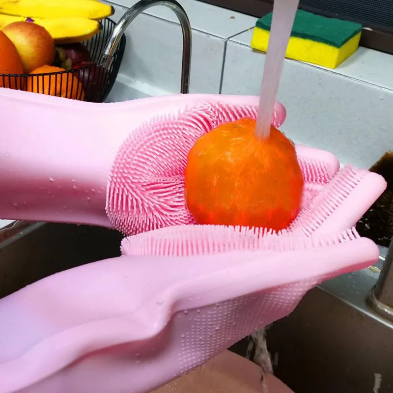 

A pair Dishwashing Gloves Kitchen Silicone Cleaning Gloves Magic Silicone Dish Washing Gloves For Household Scrubber Gloves