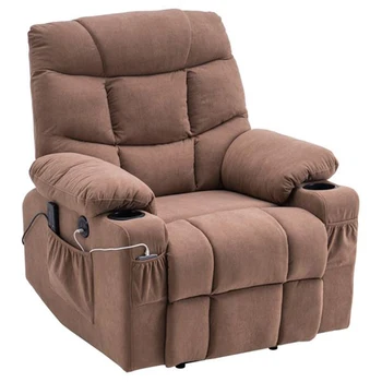 

Type B Electric Lift Function Chair with Massage Cup Holder Brown Cloth Art Combination for Bedroom Lounge Chair