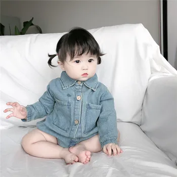 

2020 Spring New Baby Soft Denim Jumpsuit Spring And Autumn One Set Clothing For Kids Baby Fashion Long Sleeve Climbing Suit