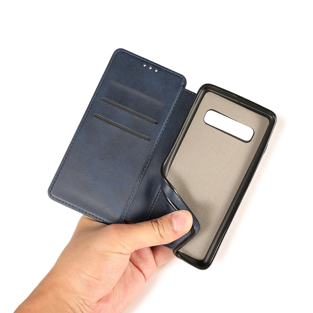 S10 S10+ Магнитный Премиальный кожаный чехол-книжка чехол для samsung Galaxy S10e с держателем для карт Стенд чехлы для телефонов