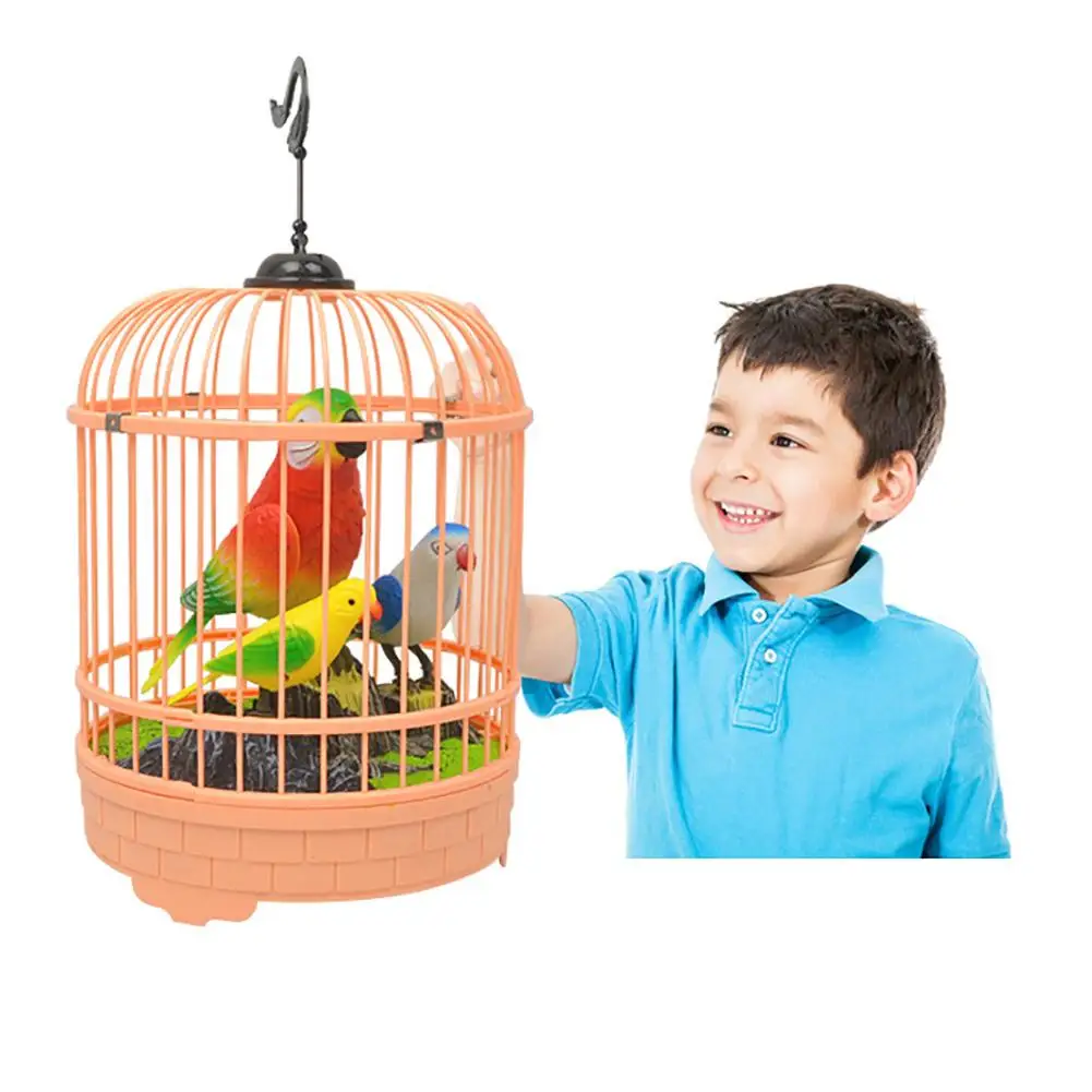 

Funny Voice Control Electric Simulation Sing Move Bird Cage Pet Small Bird Parrot Cage Bird Toys Home Decor Educational Toys