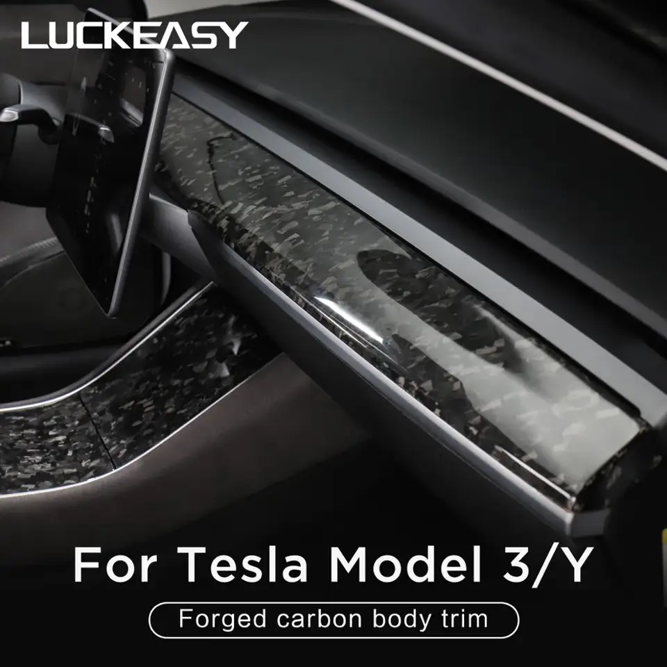 Für Tesla Modell 3 Y 2018-22 Carbon Faser Innentür Öffner Schalter Rand  Bezüge