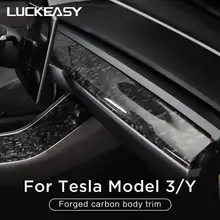 Dla Tesla Model 3 Model Y kuta kontrola centralna panel z włókna węglowego model3 2022 akcesoria do modyfikacji wnętrza