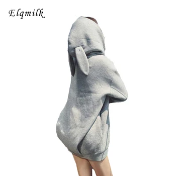 

Style Female Autumn Winter Casual Solid Women Pullovers Jumpers Long Loose Ladies Hoodies Kawaii Rabbit Ear Hooded Sweatshirts