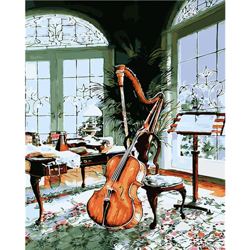 H365 Frameless Garden Villa DIY Painting By Numbers Kit Paint On Canvas Painting Calligraphy For Home Decor - Цвет: H365