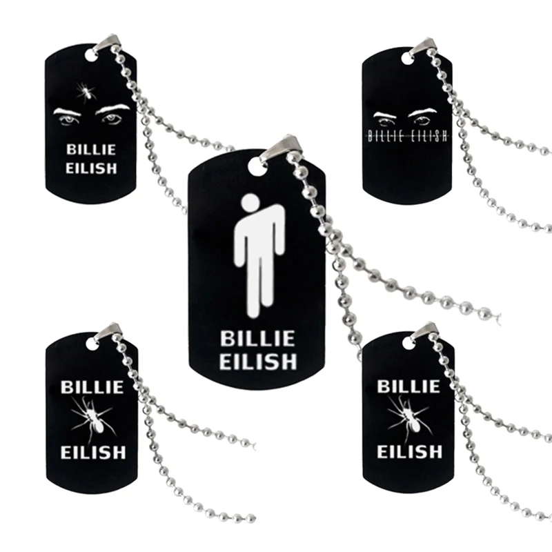 Billie Eilish кулон ожерелье круглая Цепь Черная Нержавеющая сталь ожерелье вентиляторы подарки