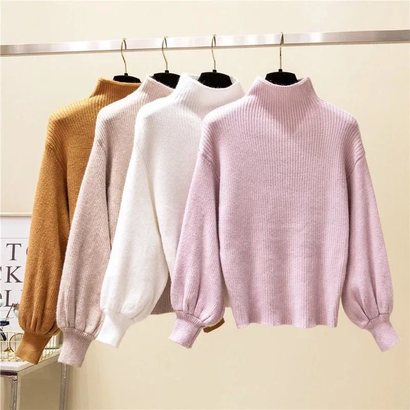 

Winter Women Sweaters Fashion Turtleneck Batwing Sleeve Pullovers Loose Knitted Sweaters Female Jumper Tops