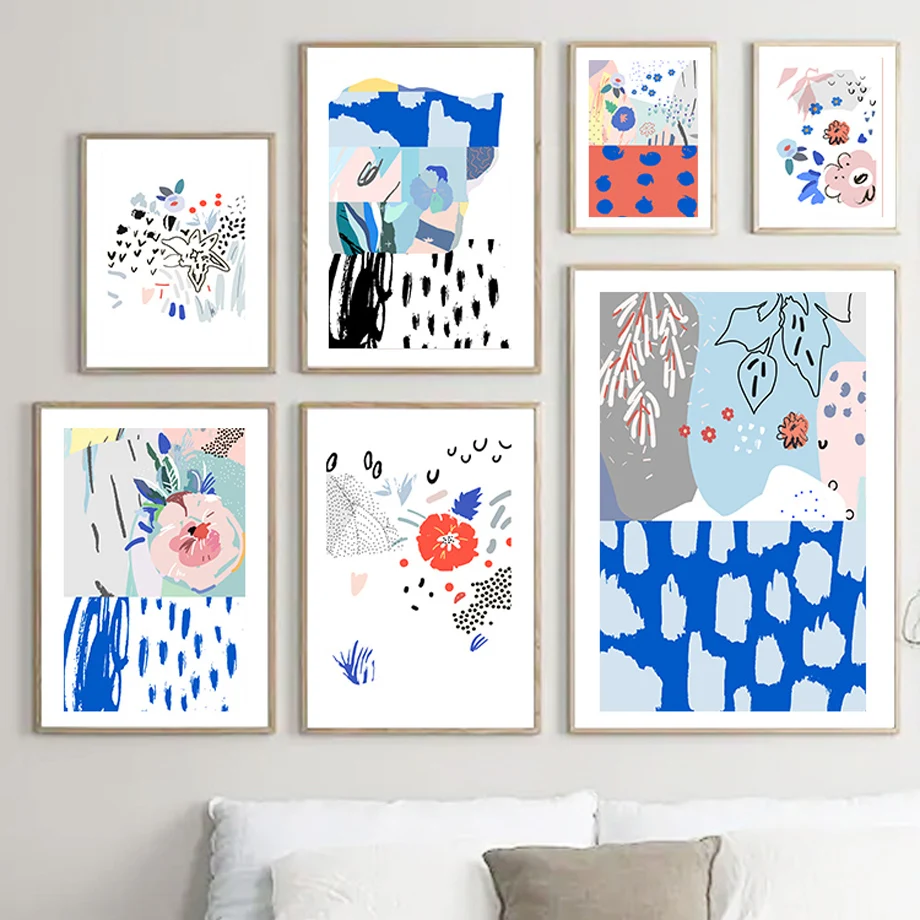 

Abstract Colorful Leaf Flower Color Block Wall Art Canvas Painting And Prints Wall Pictures For Living Room DecorNordic Posters