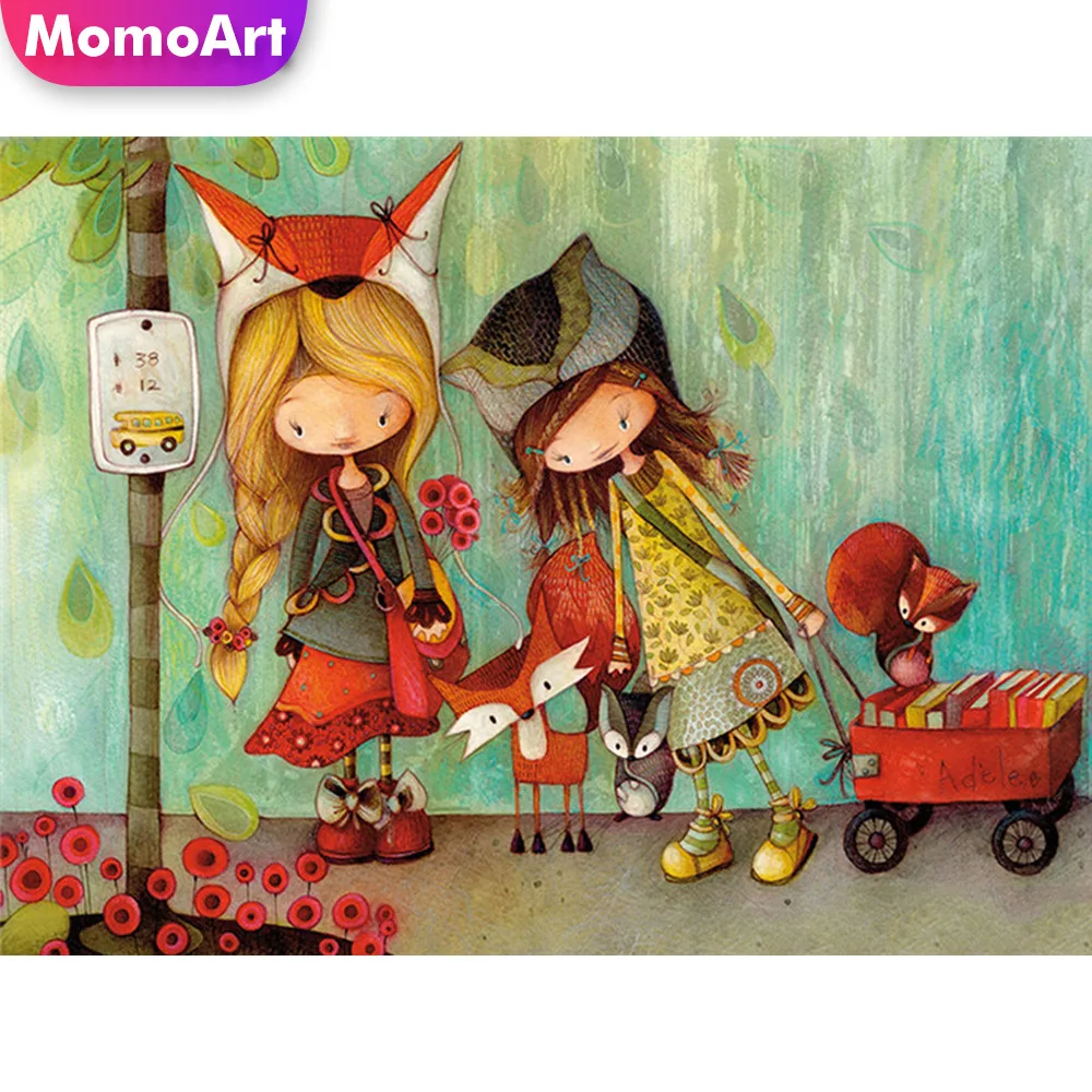 

MomoArt 5D Diamond Embroidery Cartoon Girl Diamond Painting Cross Stitch Square Drill Home Decoration Children's Gifts
