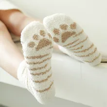 Дизайн, 2 шт., унисекс, забавные носки с изображением кота, отпечаток когтя, утолщенные хлопковые коралловые носки, новогодние носки, подарок для взрослых