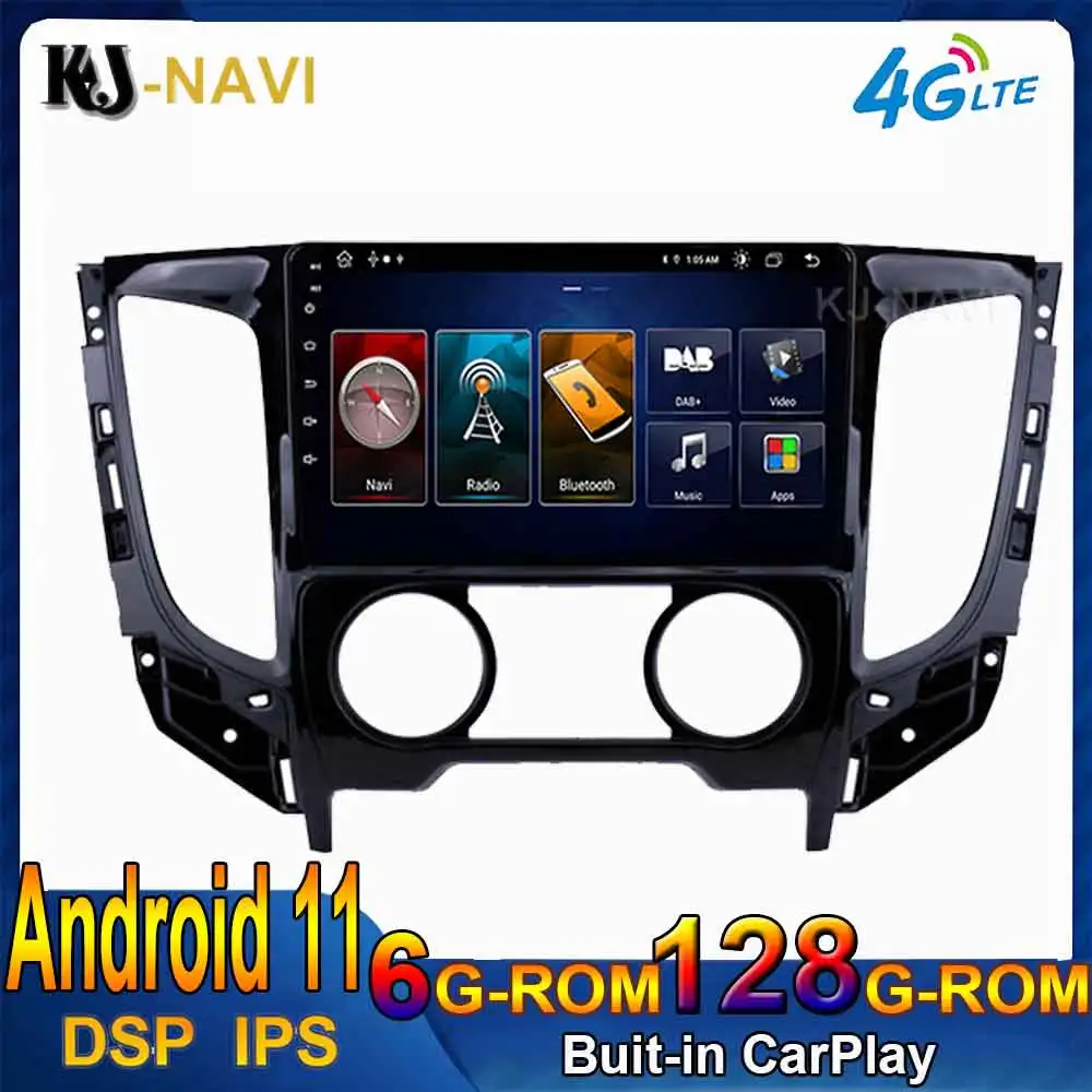 9 дюймов 6G-RAM 128G-ROM Android 11 для Mitsubishi TRITON L200 MT 2015 Автомобильный плеер Радио стерео