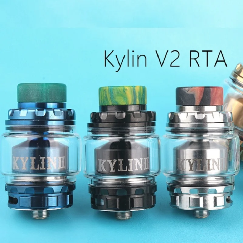 Kopen RTA kylin v2 tank verstuiver met luchtstroom intake Dual Coil Opgewaardeerd Voor E Sigaret Doos Mod Vape kleur Nieuwste Kylin rta verstuiver