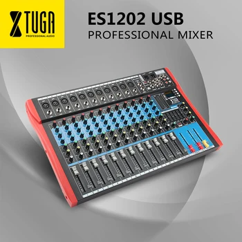 

XTUGA ES1202 USB/MP3/Bluetooth Professional Stage Audio Mixer Built-in Digital Effect Mixer Music Mixer 7 Channel Mixer 48Vpower
