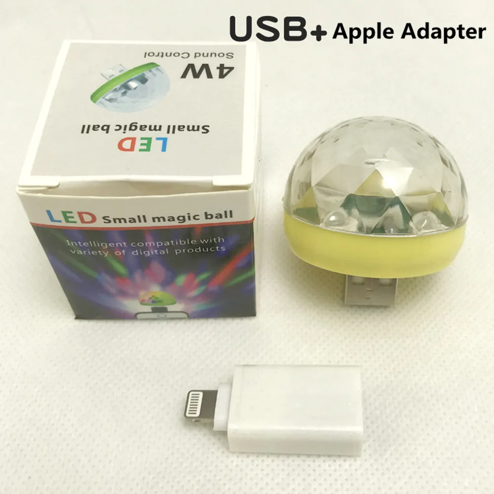 Adeeing USB диско светильник светодиодный вечерние светильник s Портативный хрустальный магический шар красочный эффект сценический светильник для дома вечерние караоке Декор - Цвет: Yellow For Apple