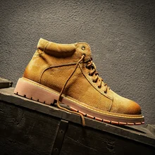 Зимняя обувь; мужские повседневные ботинки из натуральной кожи; удобная Рабочая обувь; мягкие зимние ботинки на шнуровке для мужчин