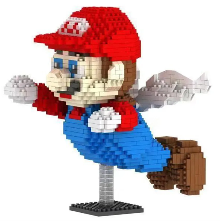 

Mini Brick Anime Angel Mario With Wing Block Diy Character cartoon Building fly Mario Toy Assembly educational For Children