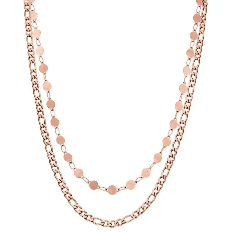 rose gold Mavis Hare новейшее базовое ожерелье из нержавеющей стали 316L, Двухслойное колье, ожерелье в Европейском стиле, подарок для женщин - Окраска металла: rose gold