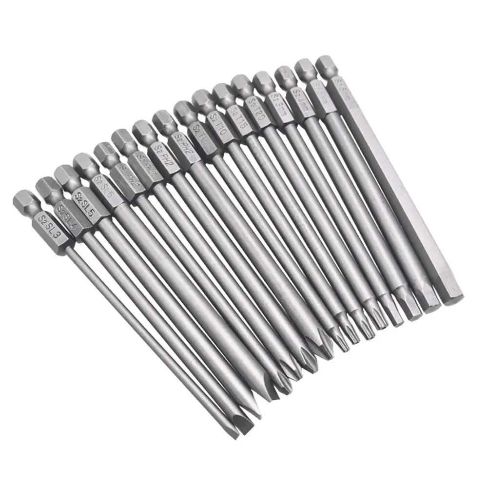 16 pces 100mm comprimento elétrico parafuso driver conjunto s2 aço magnético torx fabricação elaborada durável prolongado
