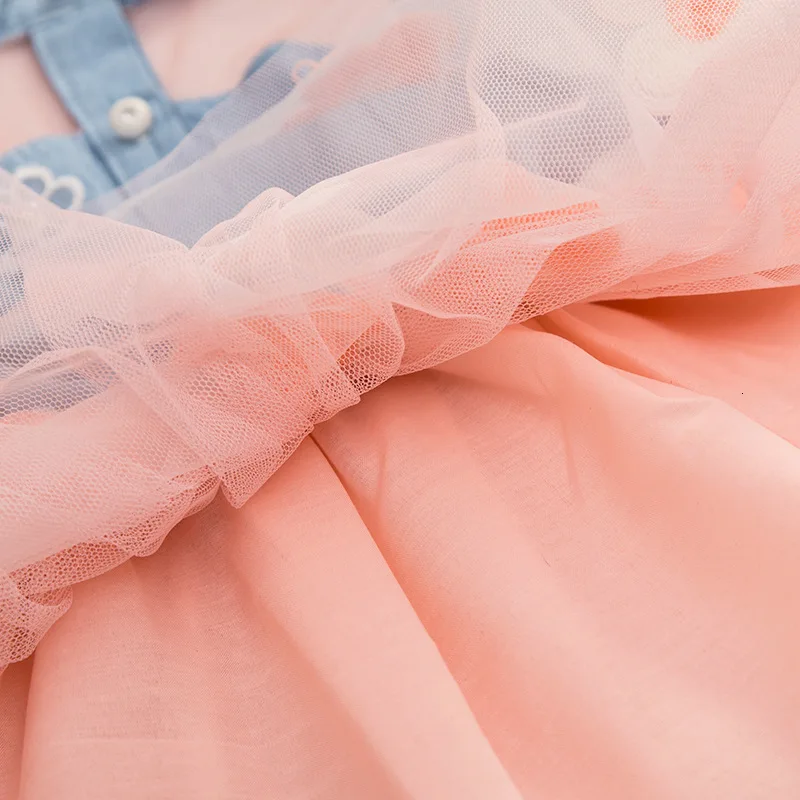 Платье для девочек; новое летнее платье; детская одежда; джинсовые платья для маленьких девочек с вышивкой; вечерние Детские платья принцессы из сетчатой ткани