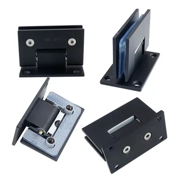 

Matte Black Bathroom 304 Stainless Steel Door Hinge 90 Degree Paint Frameless Glass Door Shower cabins Hinge