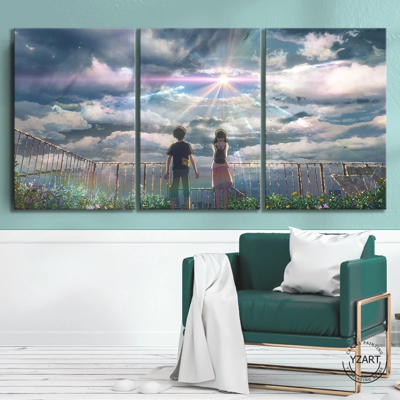

Weathering with You Animation Art Cartoon Wall Picture Canvas Paintings Comic Landscape Wall Paintings Home Decor Wall Art