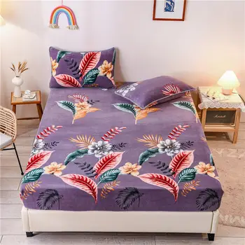 

Bonenjoy 1 pc Mattress Cover On Rubber Band Twin Full Queen King Size lencol cama casal Fitted Sheet With Pillowcase For Adult