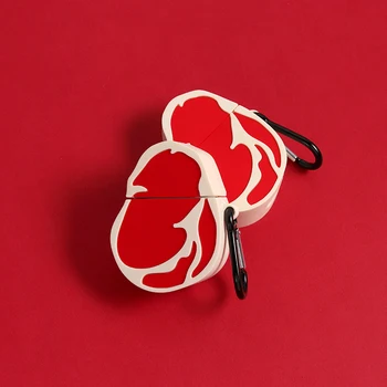 

3D Filet Mignon Design Headphone Protective Accessories Case For Apple Airpods 1/2 Silicone Protection Earphone Cover with Hook