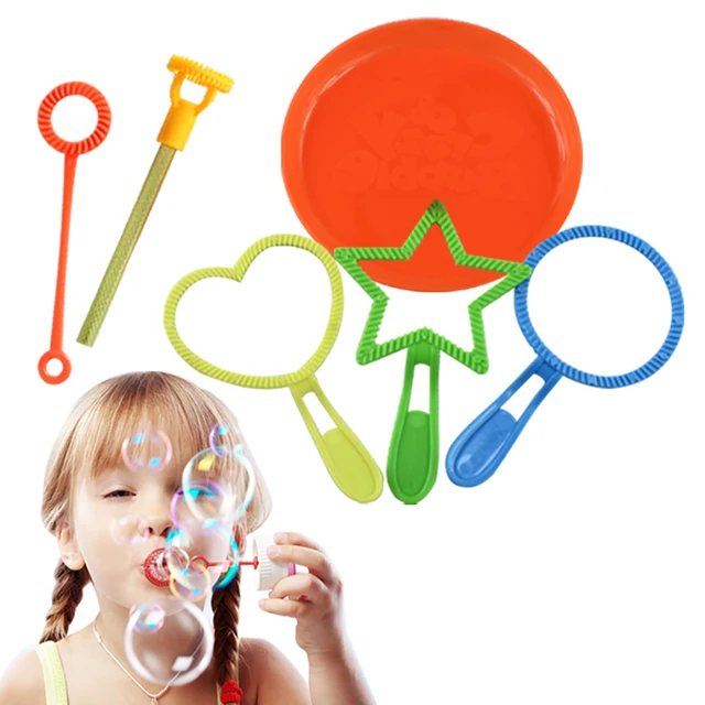 6Pcs Funny Bubbles Maker Large Bubble Soap Tools Toy Making Wand Blower Ring Machine for Kids Outdoor Play Party Backyard Games 2