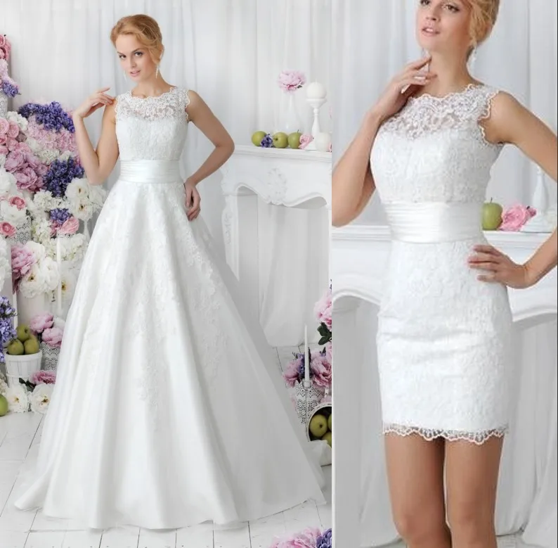 2 в 1 стиль винтажное кружевное платье со съемной юбкой vestido de Novia vestido de noiva свадебное платье robe de soiree платье для матери невесты
