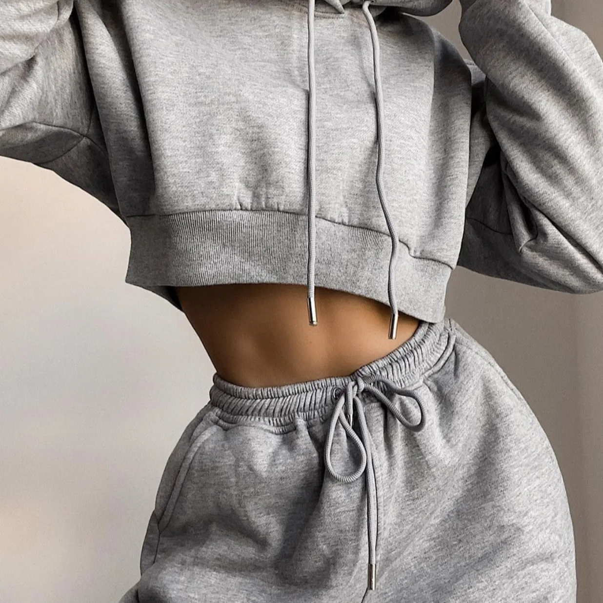 Fitness Sport Suit Women Crop Top Hoodie Sweatshirt 2 Piece Set Sweat Suits Outfits Y2k Tracksuit Jogging Femme Chandals Mujer |