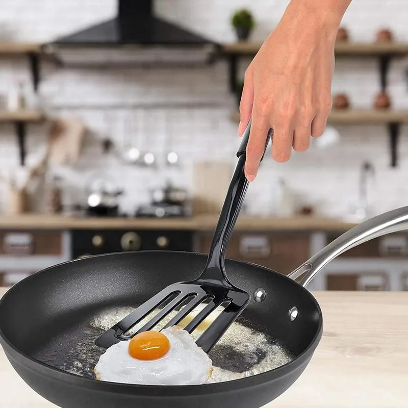 Черный лопатка на длинной ручке Пластик нейлон Пособия по кулинарии риса ложка
